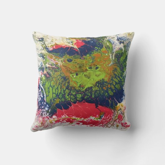 溶かされたクレヨンシリーズ-アクリルは絵画を注ぎます クッション (裏面)