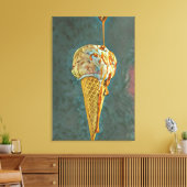 溶かしたチョコレートのアイスクリームコーン キャンバスプリント (インサイチュ (リビング))