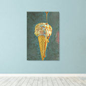 溶かしたチョコレートのアイスクリームコーン キャンバスプリント (インサイチュ (ウッドフロア))