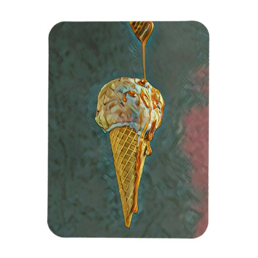 溶かしたチョコレートのアイスクリームコーン マグネット (縦)