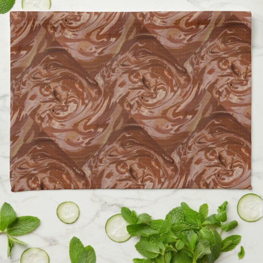 溶かしたチョコレートのココアファッジ旋回デザート キッチンタオル (折り畳み)