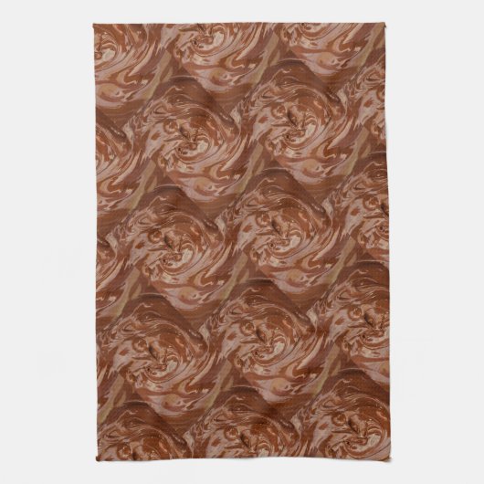 溶かしたチョコレートのココアファッジ旋回デザート キッチンタオル (縦)