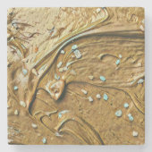 溶かしたチョコレートアイスクリームのケーキがふりかける ストーンコースター (正面)