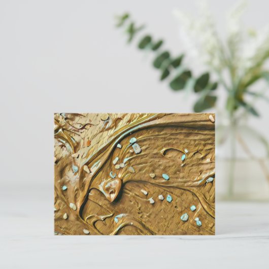 溶かしたチョコレートアイスクリームのケーキがふりかける ポストカード (スタンド正面)