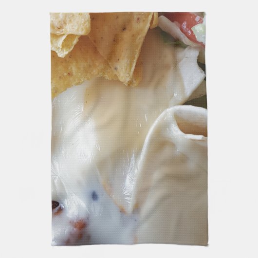 溶かしたチーズナチョおもしろい食品 キッチンタオル (縦)