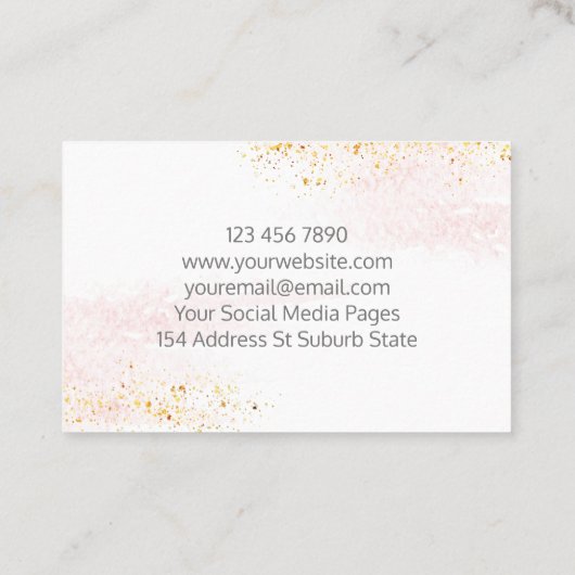 溶かし、流すピンクの水色ソープキャンドル大豆融液 名刺 (裏面)