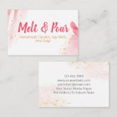 溶かし、流すピンクの水色ソープキャンドル大豆融液 名刺 (正面/裏面)