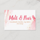 溶かし、流すピンクの水色ソープキャンドル大豆融液 名刺 (正面)
