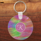 溶けたレインボーガラスキーチェーン キーホルダー (正面)