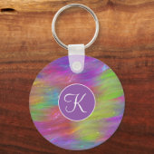 溶けたレインボーガラスキーチェーン キーホルダー (正面)