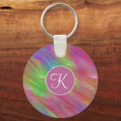 溶けたレインボーガラスキーチェーン キーホルダー (正面)