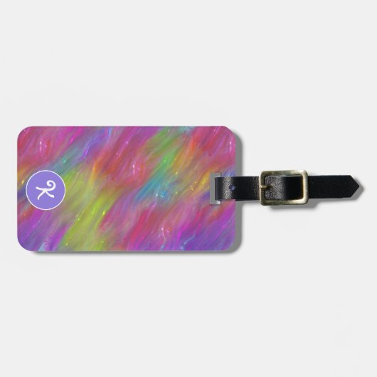 溶けた虹ガラスのラゲパーソナライズされたッジタグ ラゲッジタグ (正面横)