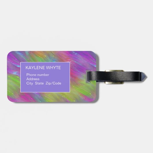 溶けた虹ガラスのラゲパーソナライズされたッジタグ ラゲッジタグ (裏面横)