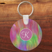 溶けた虹色のガラス キーチェーン (正面)