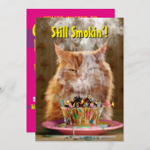 溶けた誕生日ケーキの面白い怒り猫 招待状 (正面/裏面)