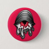 溶けた赤い目：超現実的な恐怖 缶バッジ (正面)