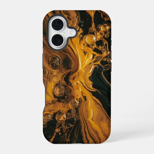 溶けた金のアブストラクト iPhone 16ケース (裏面)