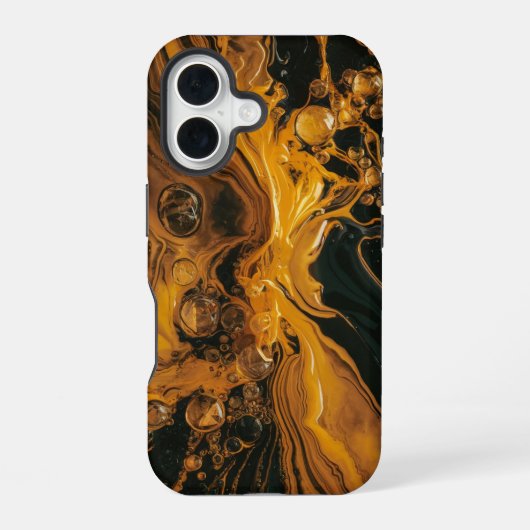溶けた金の抽象画 iPhone 16ケース (裏面)