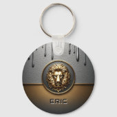 溶けた金属のゴールドライオン🦁 キーホルダー (正面)