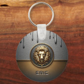溶けた金属のゴールドライオン🦁 キーホルダー (正面)