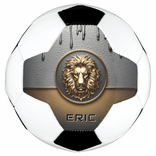 溶けた金属のゴールドライオン🦁 サッカーボール (正面)