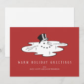 溶けた雪だるま - ユニークなホリデーカード シーズンカード (正面/裏面)