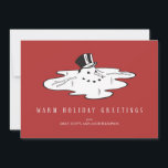 溶けた雪だるま - 面白いホリデーカード シーズンカード<br><div class="desc">溶けた雪だるまが描かれた面白いクリスマスカードと「あたたかいホリデーグリーティング」のメッセージ。</div>