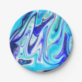 溶けた青 |大理石の流体アート ペーパープレート (正面)