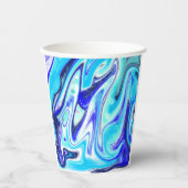 溶けた青 |大理石の流体アート 紙コップ (正面)