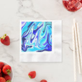 溶けた青 |大理石の流体アート 縁ありカクテルナプキン (インサイチュ)