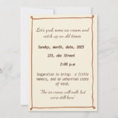溶けるアイスクリームと古い物語 – あたたかな夏のカード 招待状 (裏面)