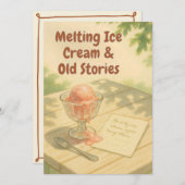 溶けるアイスクリームと古い物語 – あたたかな夏のカード 招待状 (正面/裏面)