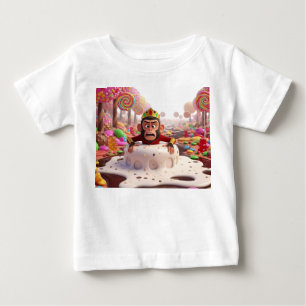 溶けるキャンディーに閉じ込められたおもしろ3Dモンキーの王様 ベビーTシャツ
