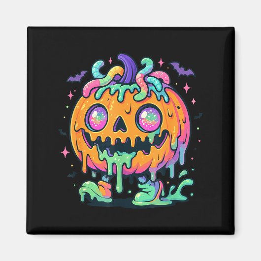 溶けるスライムのかぼちゃモンスター ハロウィン カートゥーン マグネット (正面)