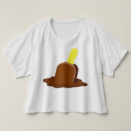溶けるチョコレートアイスキャンデーの棒の穀物の上のTシャツ Tシャツ