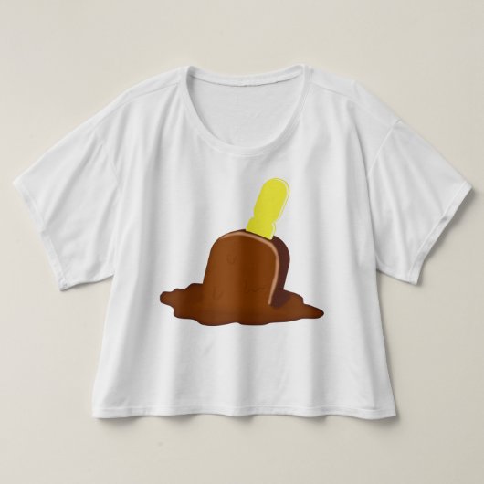 溶けるチョコレートアイスキャンデーの棒の穀物の上のTシャツ Tシャツ (デザイン正面)