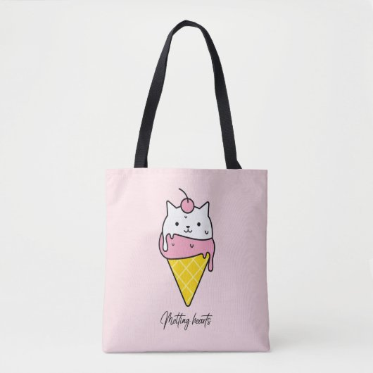 溶けるハート – かわいい夏のアイスクリーム トートバッグ (正面)