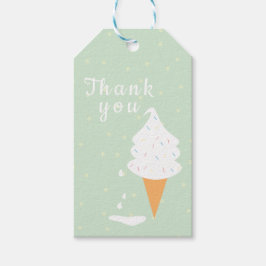 溶けるバニラアイスクリームコーンと散水器 ギフトタグ