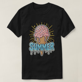 溶けるピンクのアイスクリームコーン - かわいい夏の休日 Tシャツ