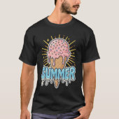 溶けるピンクのアイスクリームコーン - かわいい夏の休日 Tシャツ (正面)