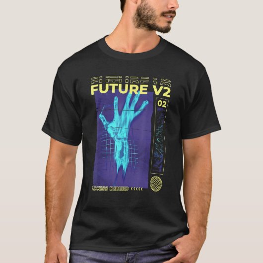 溶ける手の未来主義未来バーチャルリアリティKI AI Tシャツ (正面)
