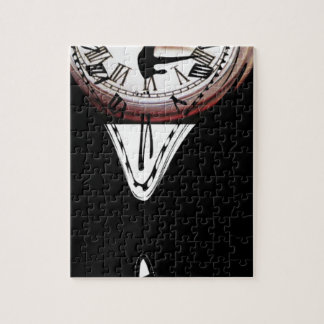 溶ける時計の超現実的な芸術の白黒 ジグソーパズル