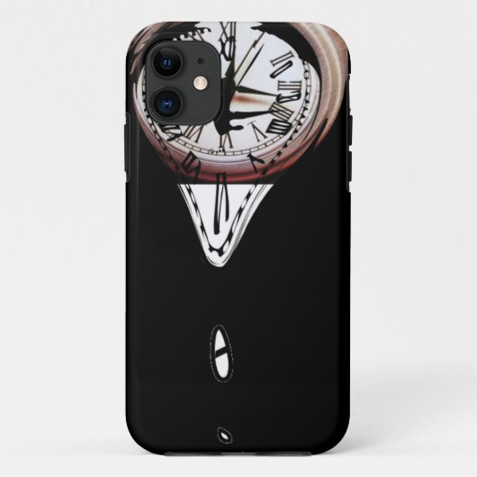 溶ける時計の超現実的な芸術の白黒 Case-Mate iPhoneケース (裏面)