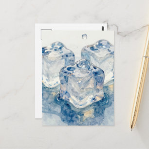 溶ける氷のマクロフォトグラフィー 水彩画 ポストカード