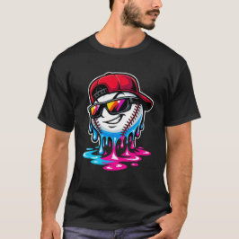 溶ける野球ドリップキャラクター Tシャツ