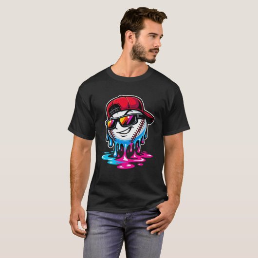 溶ける野球ドリップキャラクター Tシャツ (正面フル)