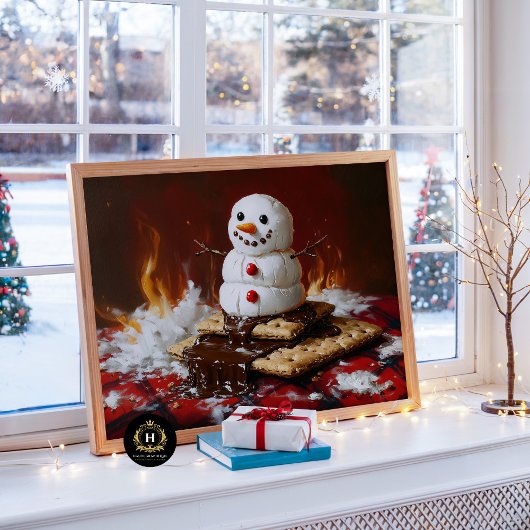 溶ける雪だるまのスモアクリスマスデコパージュ 薄葉紙