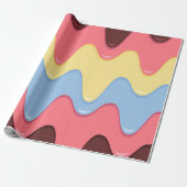 溶けアイスクリームパターンパーティーラップ ラッピングペーパー (アンロールド)