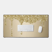 溶けエレガントる金ゴールドキラキラのガラス デスクマット (キーボード&マウス)