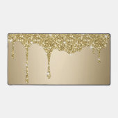溶けエレガントる金ゴールドキラキラのガラス デスクマット (正面)